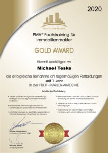 Gold Award PMA 1Jahr